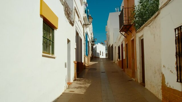 Traditional whitewashed Andalusian streets in Ayamonte, Huelva, Andalucia, Spain, a picturesque blend of charm and history
