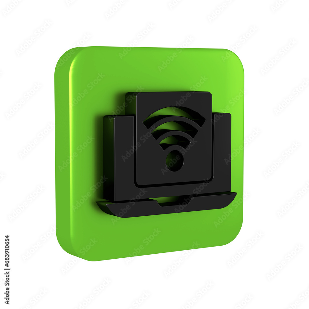 Poster black wireless laptop icon isolated on transparent background. internet of things concept with wirel