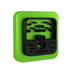 Black Automatic irrigation sprinklers icon isolated on transparent background. Watering equipment. Garden element. Spray gun icon. Green square button.