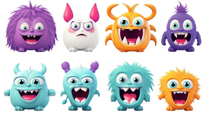 Halloween happy Monsters on transparent background