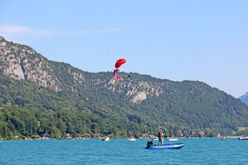 Paraglider at Lake Annecy in France	