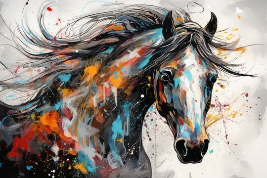 Symbolic Head of abstract horse. Farm nature. Generate Ai