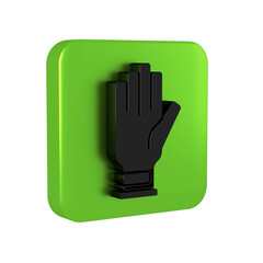 Black Golf glove icon isolated on transparent background. Sport equipment. Sports uniform. Green square button.