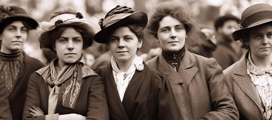 Women suffragettes who demonstrated for the right to vote - obrazy, fototapety, plakaty