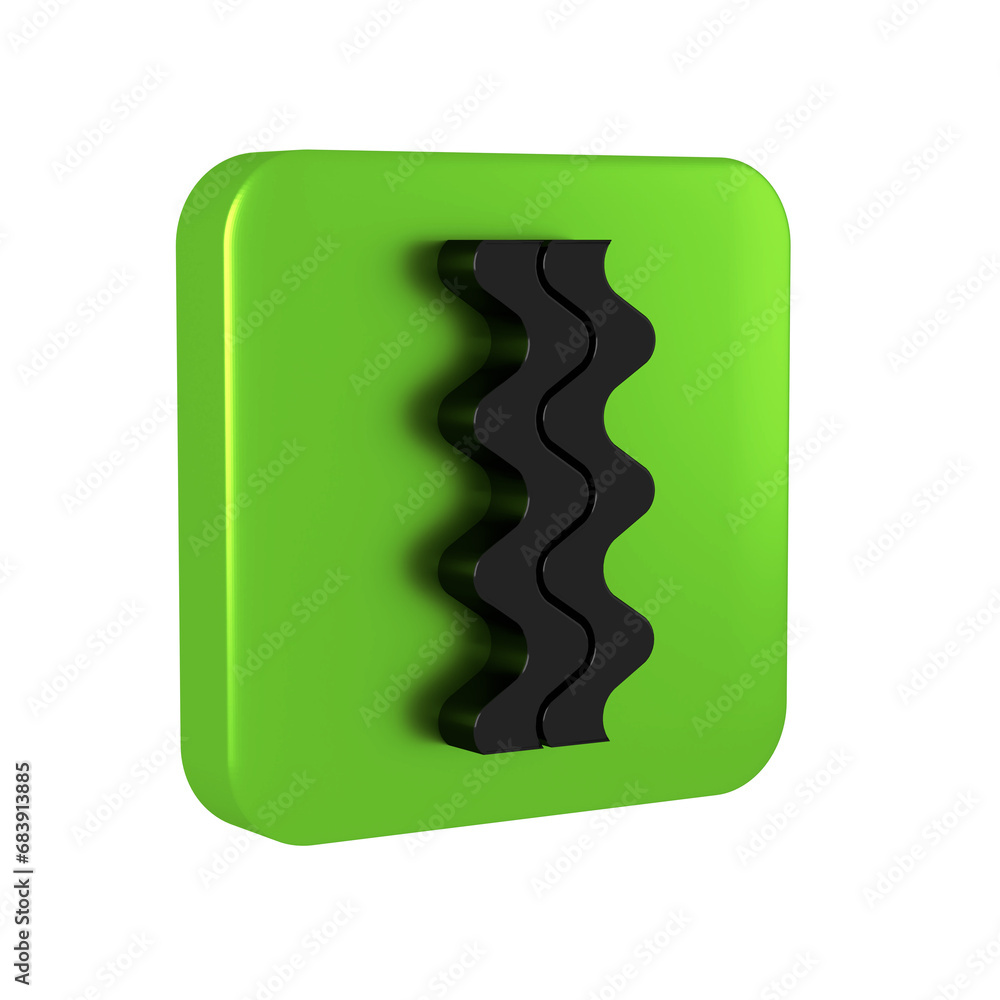 Aufkleber black bacon stripe icon isolated on transparent background. green square button.