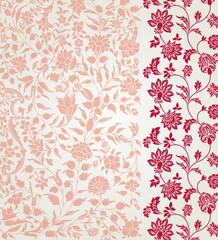 wedding card design, traditional paisley floral pattern , royal India	