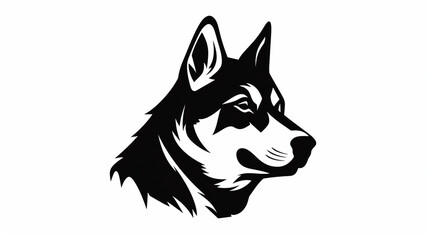 Naklejka premium Stickers en noir et blanc représentant un chien loup. Autocollant, collage, créatif, scrapbooking .Pour conception et création graphique