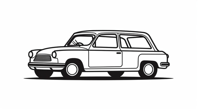 Stickers en noir et blanc représentant une voiture. Autocollant, collage, créatif, scrapbooking .Pour conception et création graphique