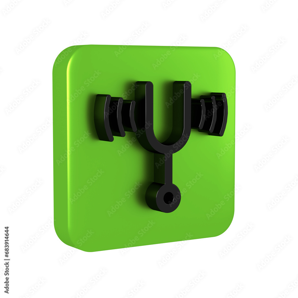 Poster black musical tuning fork for tuning musical instruments icon isolated on transparent background. gr