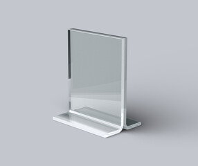 Transparent glass sign stand mockup template