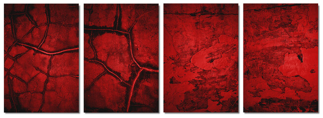 Set red wall background. Blood on white wall background