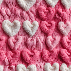 Seamless knitted pattern with hearts. Ai generated