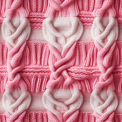 Seamless knitted pattern with hearts. Ai generated
