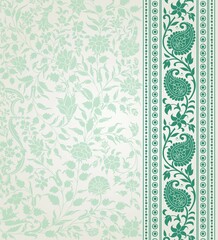 wedding card design, traditional paisley floral pattern , royal India	