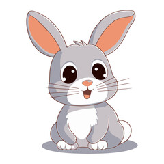 Vector art of cute rabbit cartoon style flat icon illustration
