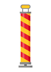 Traffic road repair barrier. Safety barricade or warning alert signs. Streets symbol safe reconstruction, striped coloring of main planned works.  illustration