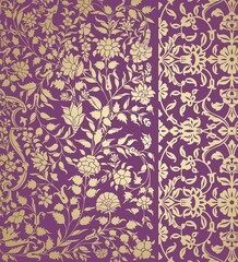 wedding card design, traditional paisley floral pattern , royal India	