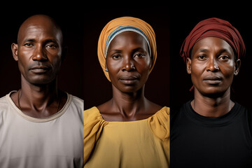 Portraits of individuals involved in conflict resolution or mediation efforts in areas affected by unrest, promoting peace-building strategies, with copy space