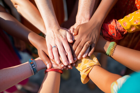 Close-ups of community-based initiatives addressing social disparities and fostering peace through collective action and solidarity, with copy space