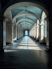 ultra realistic photo, long corridor background Illustration