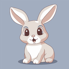 Vector art of cute rabbit cartoon style flat icon illustration