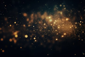 Magical Golden Starry Night on Dark Background