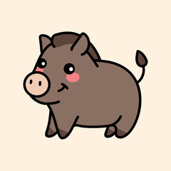 Boar color element. Hand drawn animals.