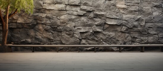 The textured surface of the outdoor stone wall, covered in a unique wallpaper design that mimicked the natural rock material, added a captivating element to the architecture.