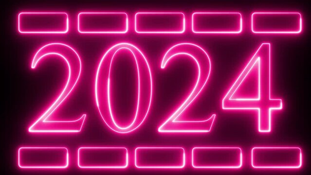 2024 neon text animation for christmas new year