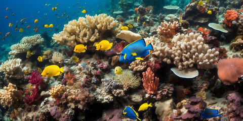 Fototapeta na wymiar Coral reef with fish.