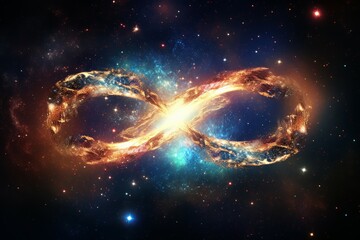 Boundless Infinity sign universe. Galaxy sky. Generate Ai