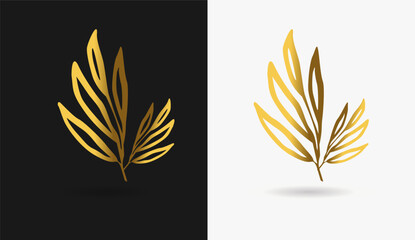 Golden Leaf Vector Design element for web and print designs - obrazy, fototapety, plakaty