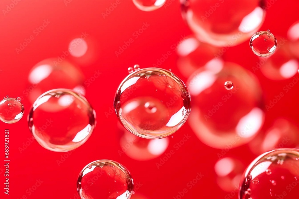 Poster bubbles in the air on a red background. shallow depth of field.