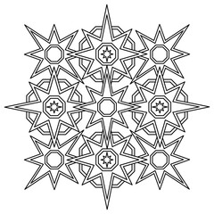 Stars or snowflake. Mandala Coloring pages . Hand-drawn pattern, Doodle anti-stress vector illustration for children and adult