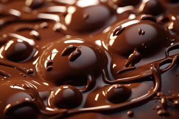 A detailed close-up view of a surface covered in delicious chocolate. This image can be used to showcase the texture and richness of chocolate in various food and dessert related projects