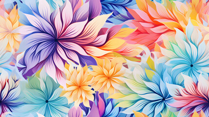 Seamless abstract floral pattern texture with bright stylized flowers