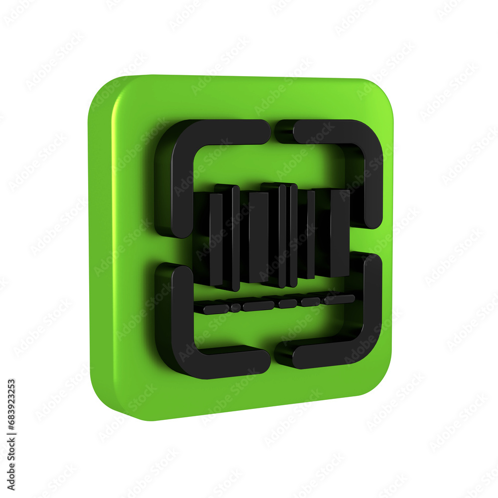 Poster black scanner scanning bar code icon isolated on transparent background. barcode label sticker. iden