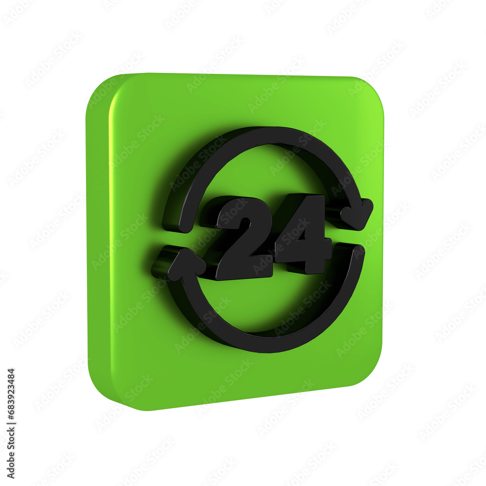Poster black telephone 24 hours support icon isolated on transparent background. all-day customer support c