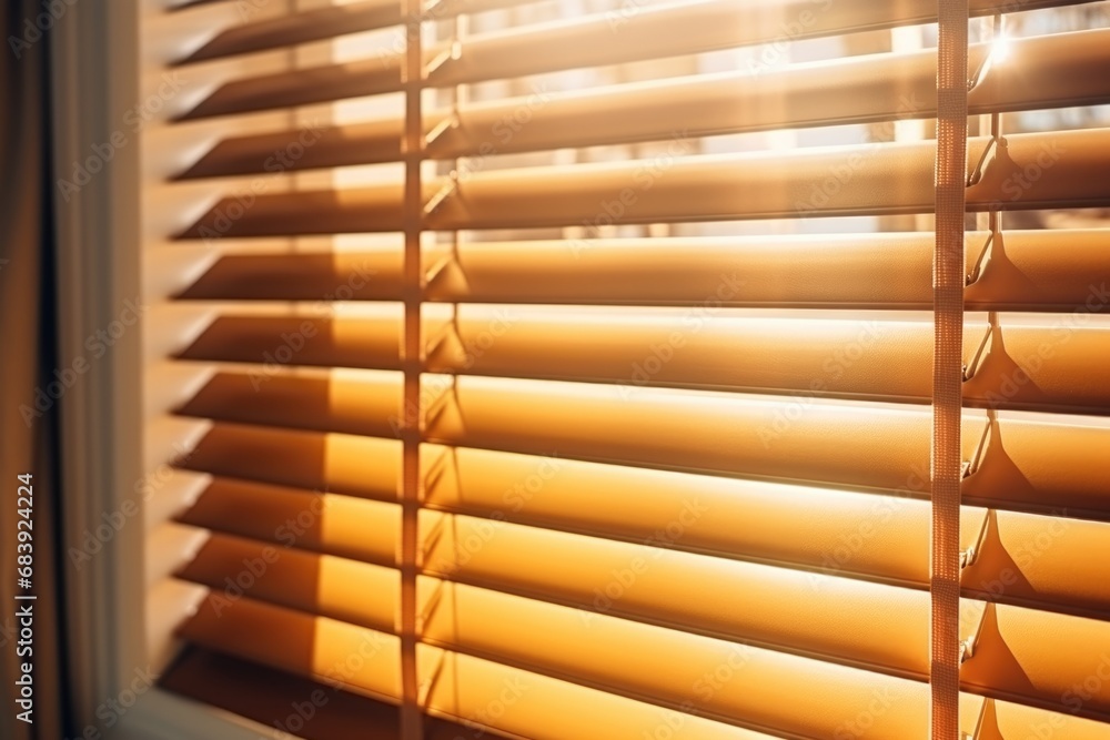 Poster sunlight streaming through the blinds of a window. perfect for adding warmth and natural lighting to