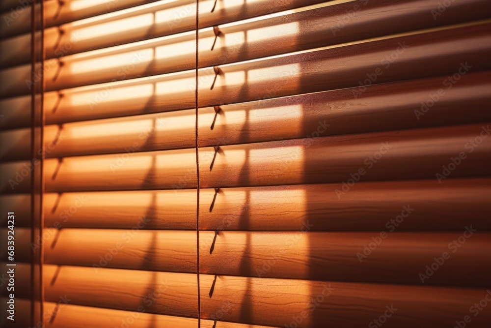 Poster a detailed view of a window with blinds. this versatile image can be used to depict privacy, interio