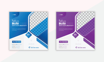 Social media post design template collection for marketing. social media post banner template.