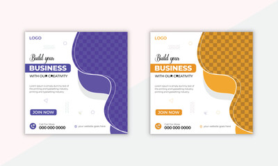 Social media post collection. Background with space for image photo and text layout. simple minimal organic vector frame.