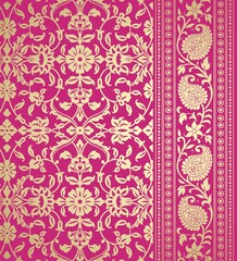 wedding card design, traditional paisley floral pattern , royal India	