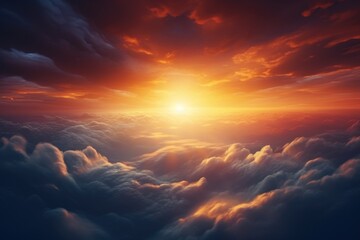 A beautiful sunset as the sun sets over the clouds in the sky. Perfect for nature and landscape...