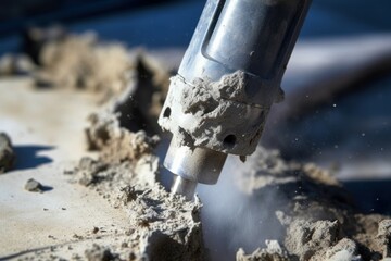 Relentless Jackhammer concrete. Ground tool work. Generate Ai
