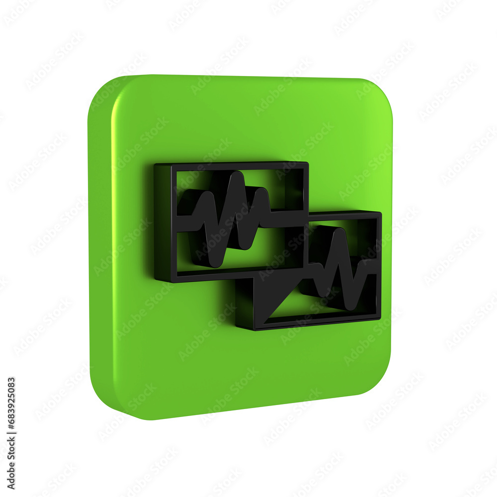 Poster black computer monitor with cardiogram icon isolated on transparent background. monitoring icon. ecg