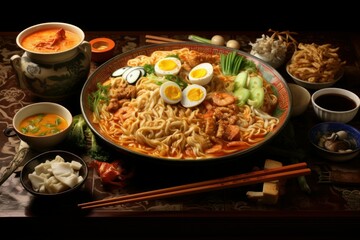 Aromatic Japanese chinese noodle. Cuisine meal. Generate Ai