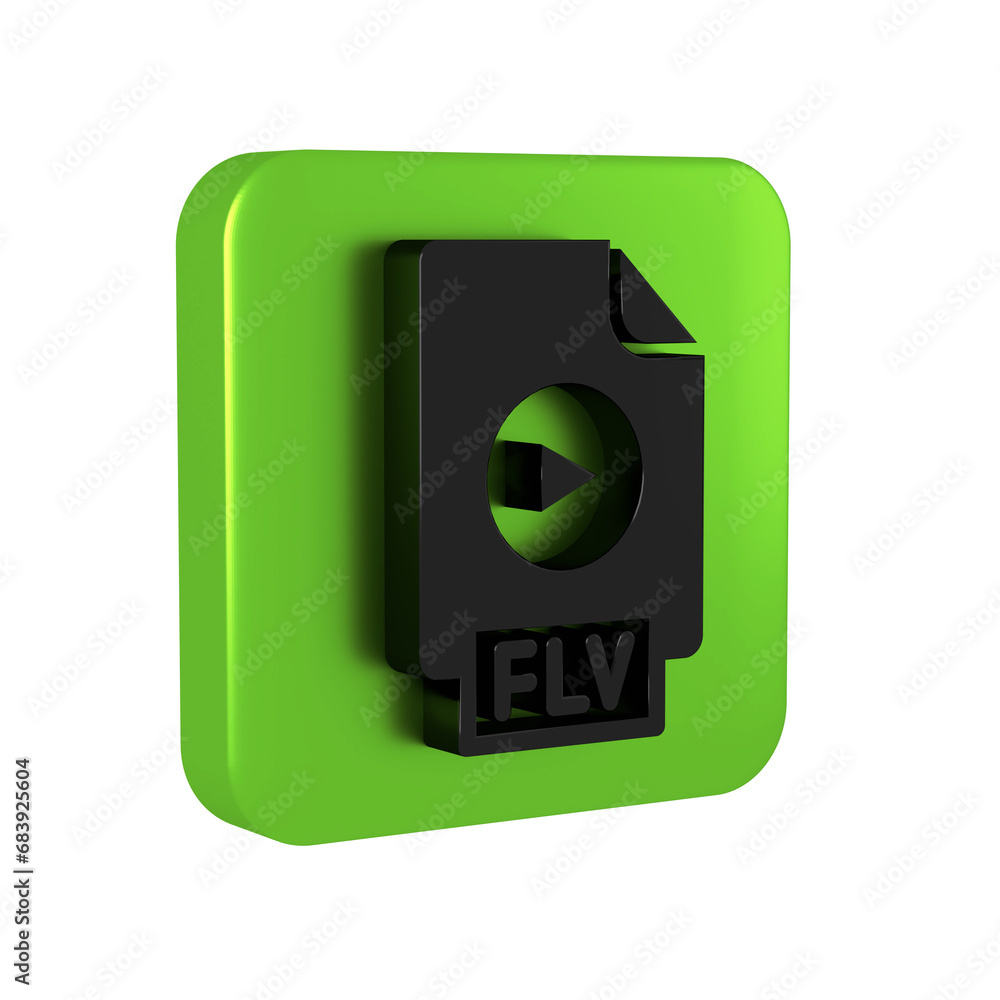 Poster black flv file document video file format. download flv button icon isolated on transparent backgrou
