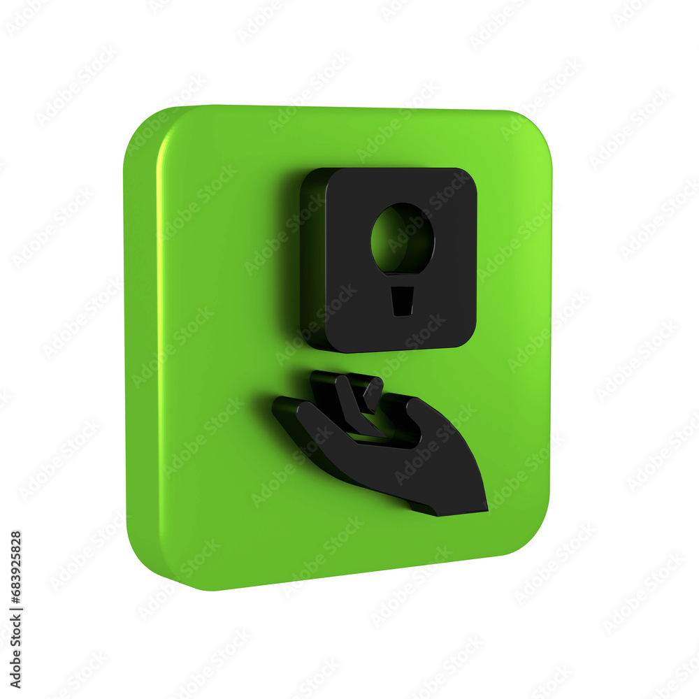 Poster black light bulb with concept of idea icon isolated on transparent background. energy and idea symbo