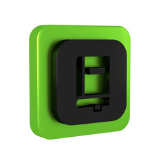 Black Law book icon isolated on transparent background. Legal judge book. Judgment concept. Green square button.